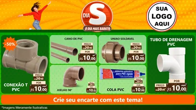 Modelo de TV para TV Horizontal com o tema Dia S - O Dia Mais Barato para Tubos e conexões