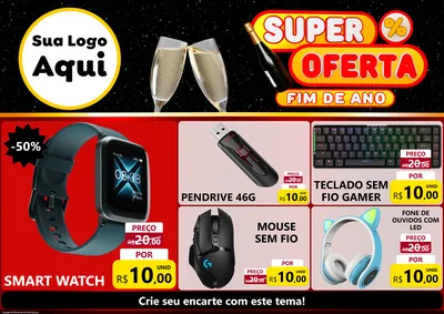 Modelo de Encarte para Encarte A4 Horizontal com o tema Super Oferta Fim de Ano para Informática