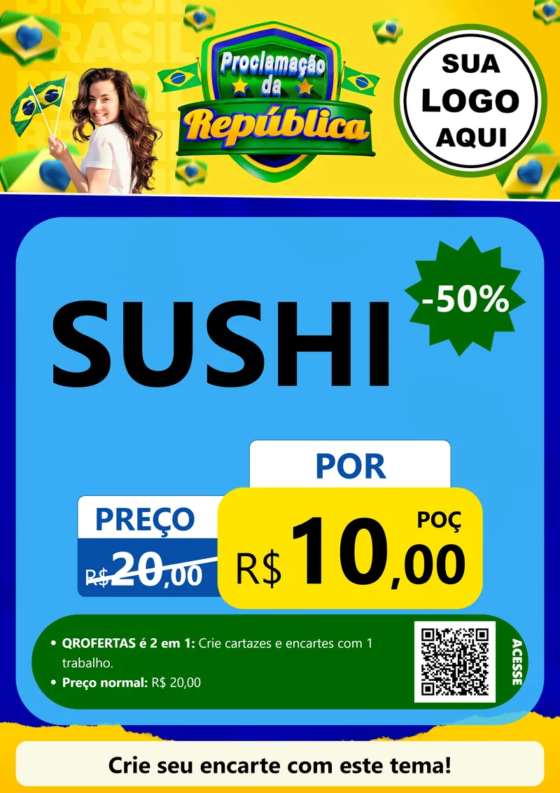Modelo de Cartaz para Cartaz A4 Vertical com o tema Proclamação da República para Comida japonesa