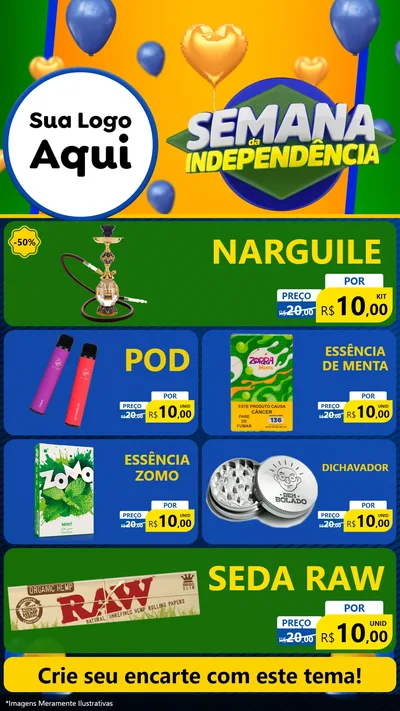 Modelo de TV para TV Vertical com o tema Semana da Independência para Tabacaria