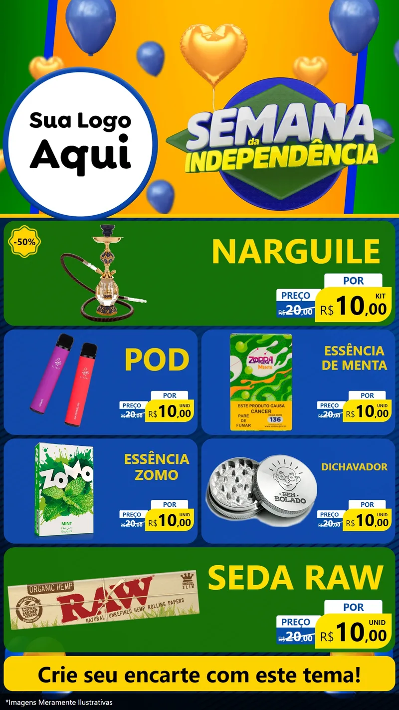 Modelo de TV para TV Vertical com o tema Semana da Independência para Tabacaria