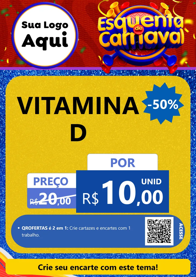 Modelo de Cartaz para Cartaz A4 Vertical com o tema Esquenta de Carnaval para Farmácia