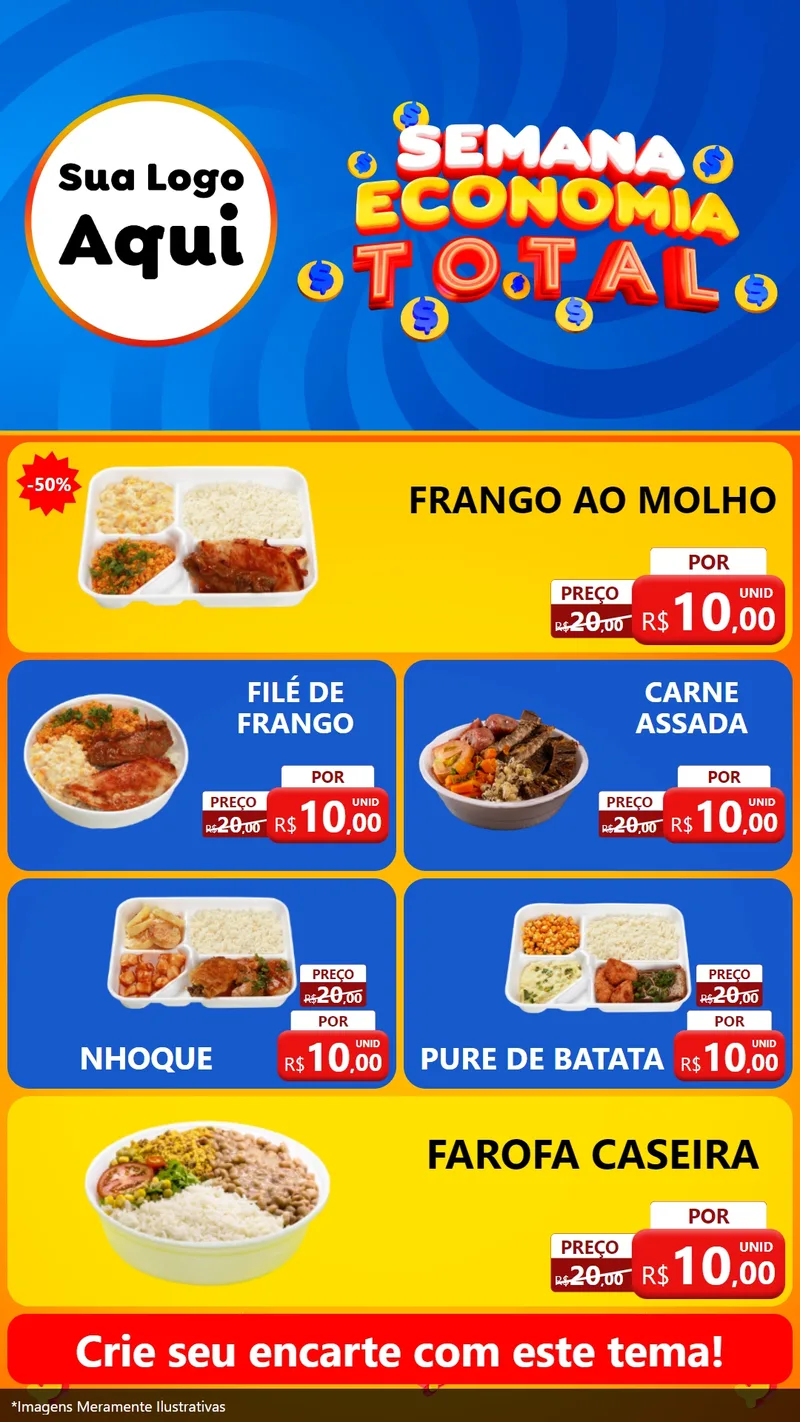 Modelo de TV para TV Vertical com o tema Semana Economia Total para Restaurante