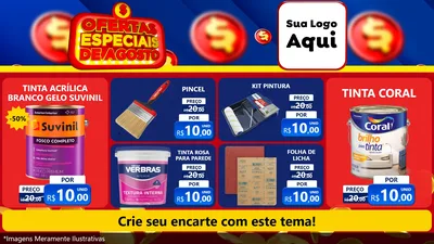 Modelo de TV para TV Horizontal com o tema Ofertas Especiais de Agosto para Tintas e Ferramentas