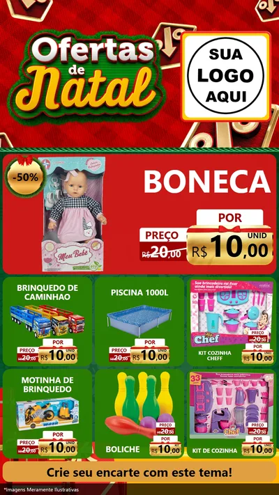 Modelo de Rede Social para Stories com o tema Ofertas de Natal para Brinquedos