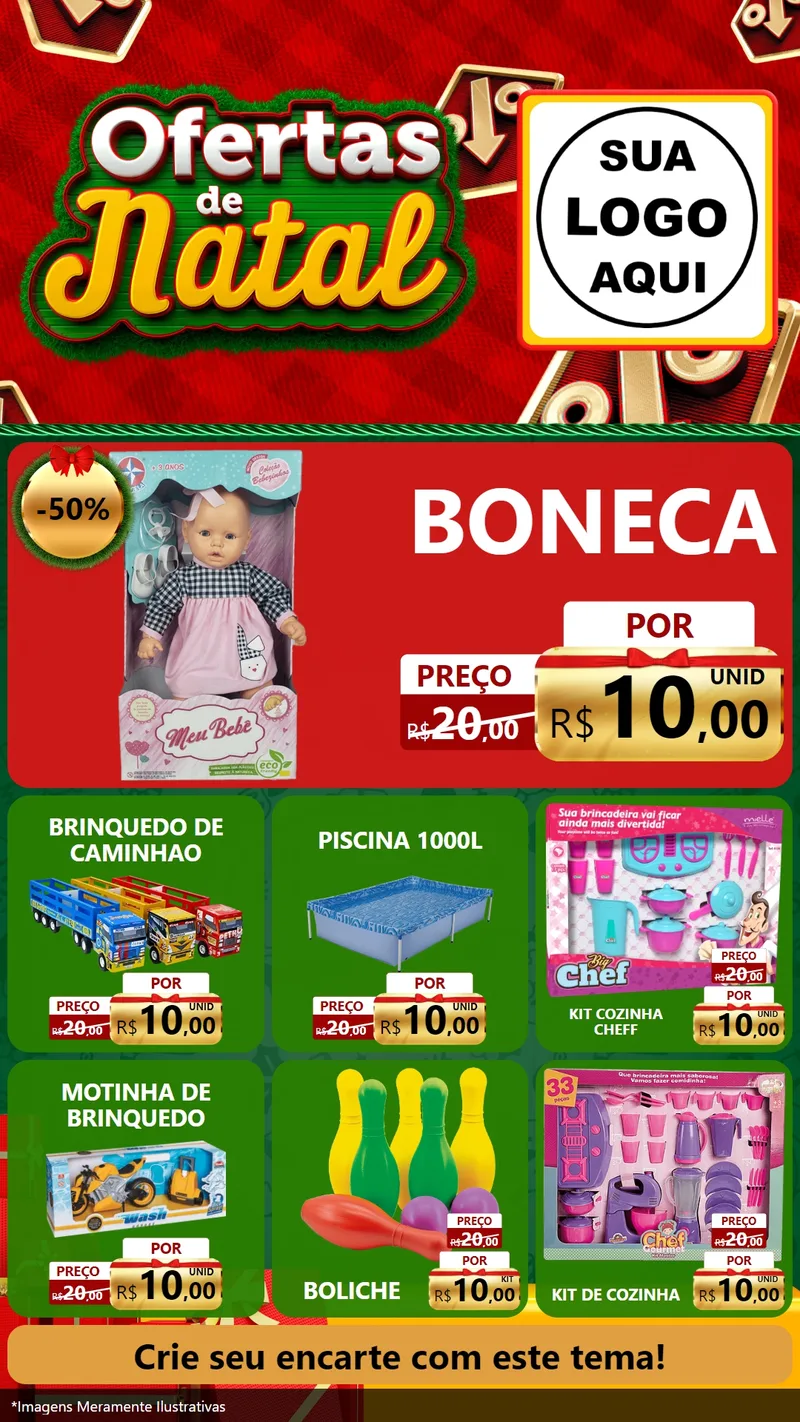 Modelo de Rede Social para Stories com o tema Ofertas de Natal para Brinquedos