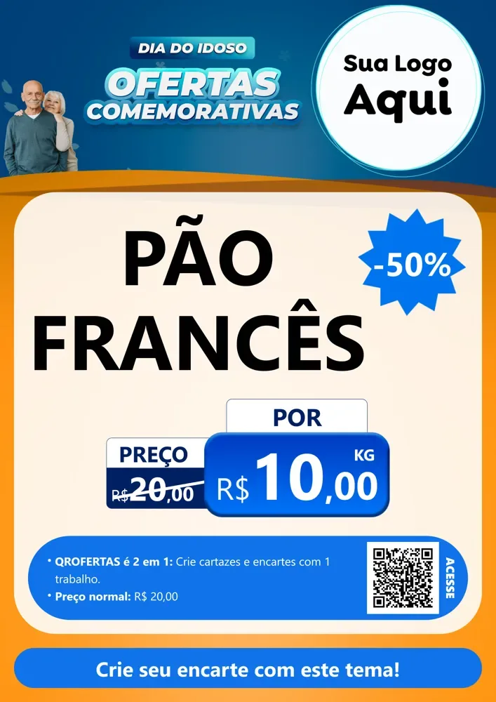 Modelo de Cartaz para Cartaz A4 Vertical com o tema Dia do Idoso para Padaria