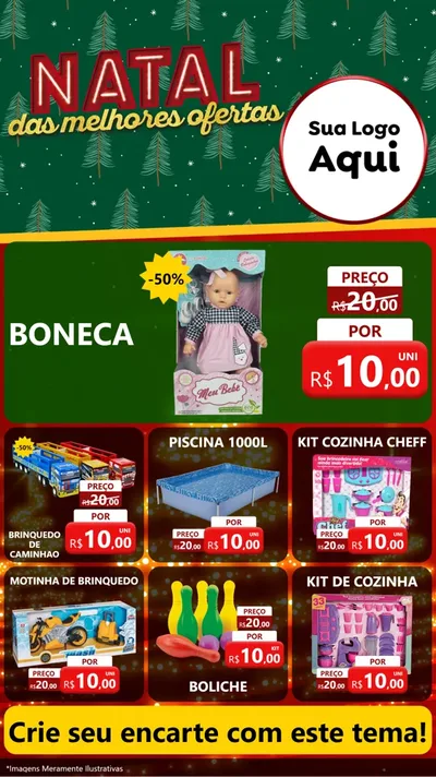 Modelo de Rede Social para Stories com o tema Natal das Melhores Ofertas para Brinquedos