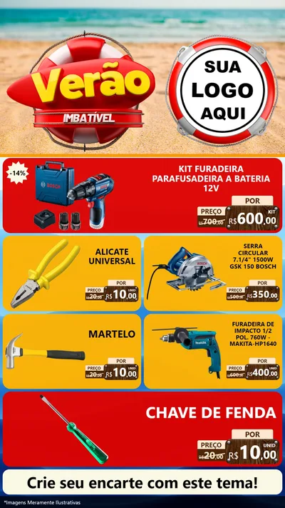 Modelo de TV para TV Vertical com o tema Verão Imbatível para Maquinas e Ferramentas