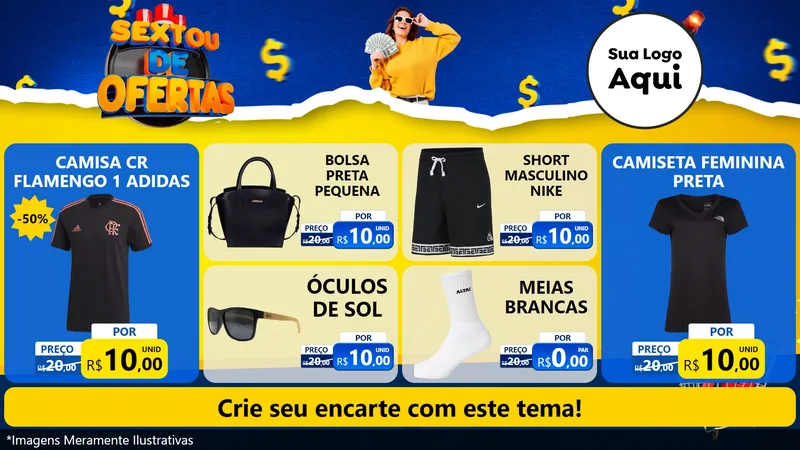 Modelo de TV para TV Horizontal com o tema Sextou de Ofertas para Roupas e acessórios