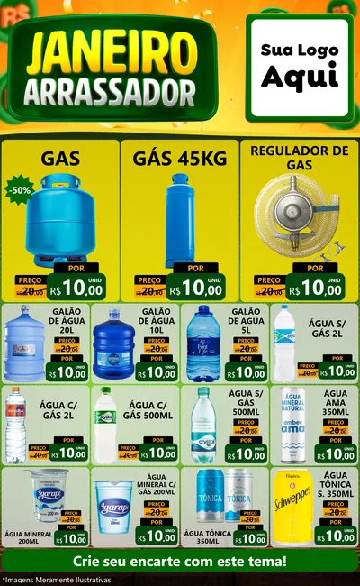 Modelo de Encarte para Encarte Grande com o tema Janeiro Arrasador para Água e gás