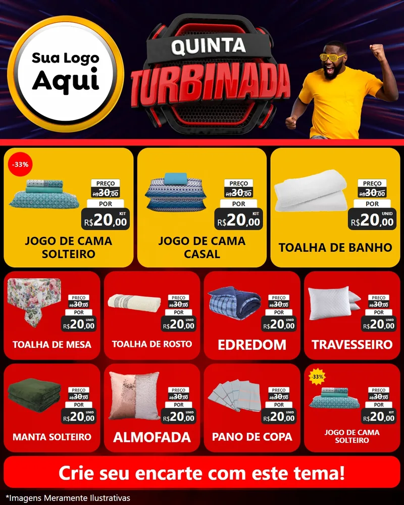 Modelo de Rede Social para Feed Instagram com o tema Quinta Turbinada para Cama, Mesa e Banho