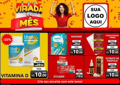 Modelo de Encarte para Encarte A4 Horizontal com o tema Virada de Mês para Farmácia