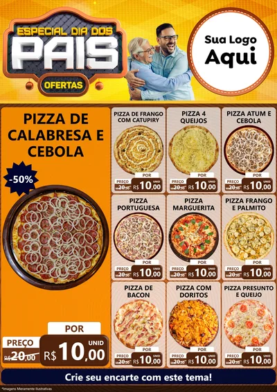 Modelo de Encarte para Encarte A4 Vertical com o tema Especial Dia dos Pais para Pizzaria