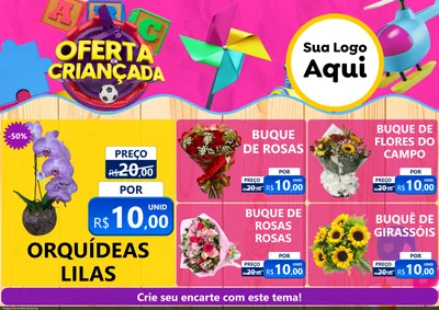 Modelo de Encarte para Encarte A4 Horizontal com o tema Oferta da Criançada para Floricultura e jardim