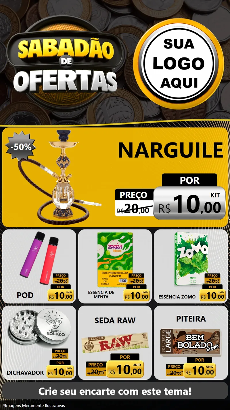 Modelo de Rede Social para Stories com o tema Sabadão de Ofertas para Tabacaria