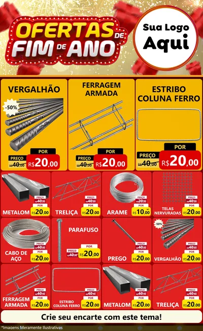 Modelo de Encarte para Encarte Grande com o tema Ofertas de Fim de Ano para Ferragens