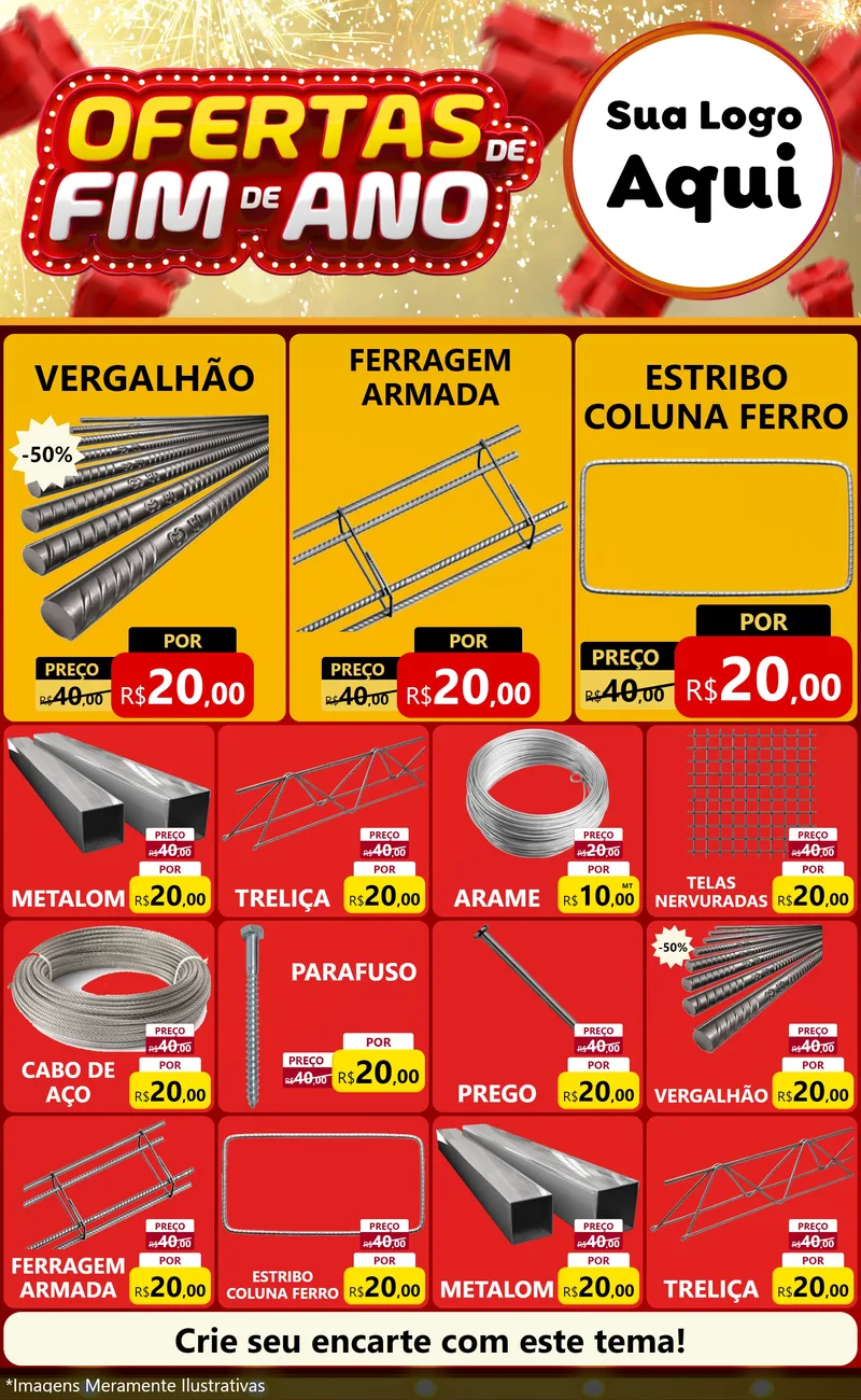 Modelo de Encarte para Encarte Grande com o tema Ofertas de Fim de Ano para Ferragens