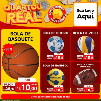 Modelo de Rede Social para Feed Facebook com o tema Quartou do Real para Artigos Esportivos