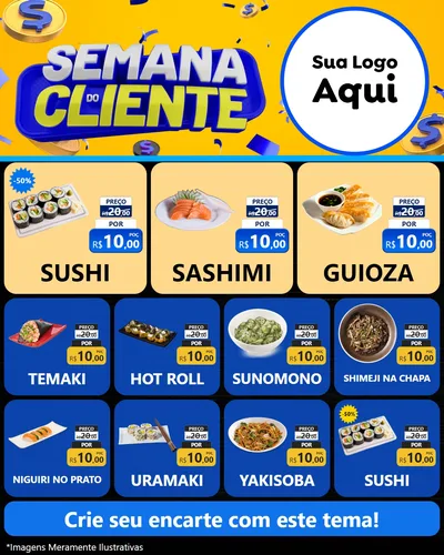 Modelo de Rede Social para Feed Instagram com o tema Semana do Cliente para Comida japonesa
