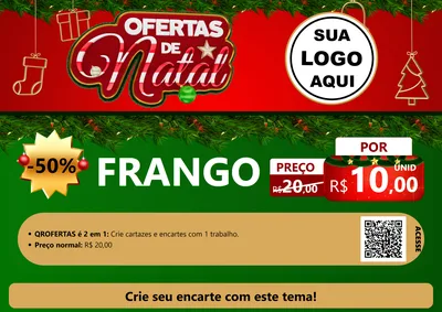 Modelo de Cartaz para Cartaz A4 Horizontal com o tema Ofertas de Natal para Assados