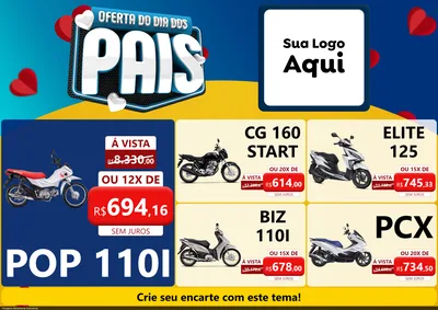 Modelo de Encarte para Encarte A4 Horizontal com o tema Oferta Do Dia Dos Pais para Concessionaria de Motos