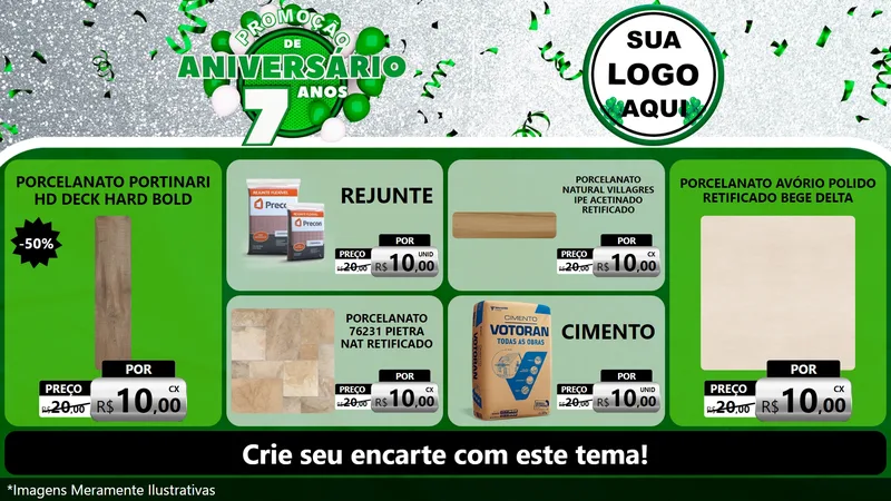 Modelo de TV para TV Horizontal com o tema Promoção de Aniversário - 7 Anos para Pisos e revestimentos