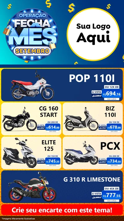 Modelo de TV para TV Vertical com o tema Operação Fecha Mês Setembro para Concessionaria de Motos