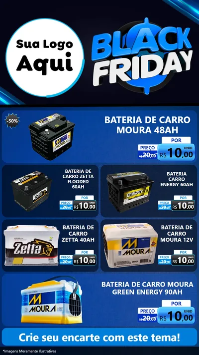 Modelo de TV para TV Vertical com o tema Black Friday para Baterias Elétricas