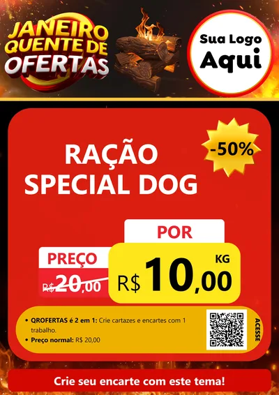 Modelo de Cartaz para Cartaz A4 Vertical com o tema Janeiro Quente de Ofertas para Pet Shop