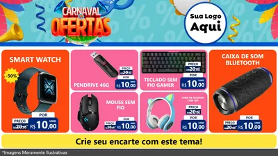 Modelo de TV para TV Horizontal com o tema Carnaval de Ofertas para Informática