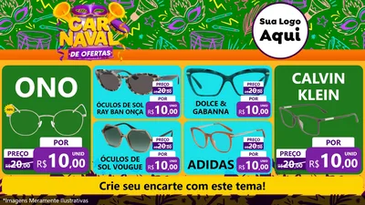 Modelo de TV para TV Horizontal com o tema Carnaval de Ofertas para Óticas