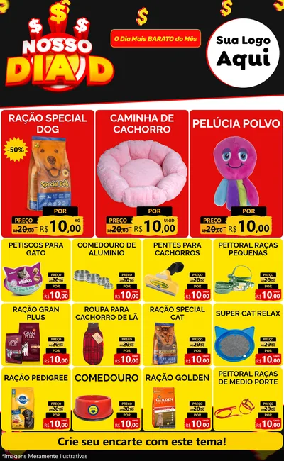 Modelo de Encarte para Encarte Grande com o tema Nosso Dia D para Pet Shop