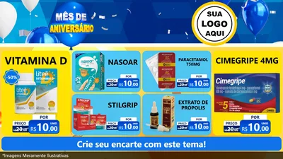 Modelo de TV para TV Horizontal com o tema Mês de Aniversário para Farmácia