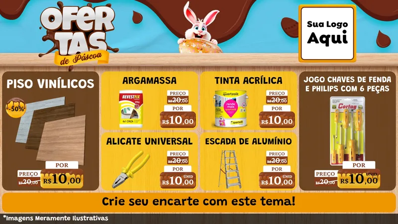 Modelo de TV para TV Horizontal com o tema Ofertas de Páscoa para Material para Construção