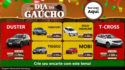 Modelo de TV para TV Horizontal com o tema Dia do Gaúcho para Concessionaria de Carros
