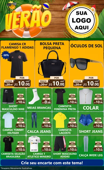 Modelo de Encarte para Encarte Grande com o tema Verão para Roupas e acessórios