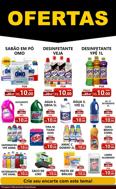 Modelo de Encarte para Encarte Grande com o tema Ofertas Preto e Vermelho Cartaz para Produtos de Limpeza
