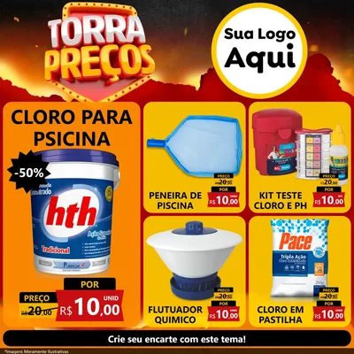 Modelo de Rede Social para Feed Facebook com o tema Torra Preços para Produtos para Piscina