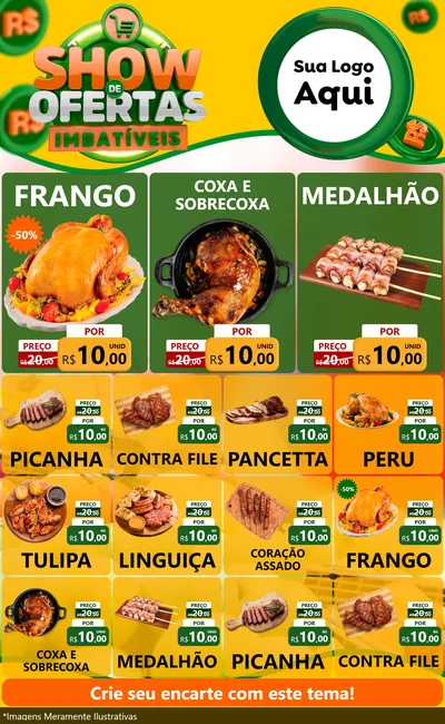 Modelo de Encarte para Encarte Grande com o tema Show de Ofertas Imbatíveis para Assados