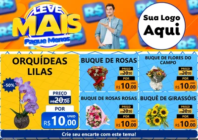 Modelo de Encarte para Encarte A4 Horizontal com o tema Leve Mais, Pague Menos para Floricultura e jardim