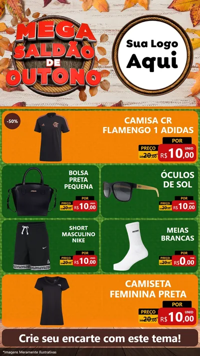 Modelo de TV para TV Vertical com o tema Mega Saldão de Outono para Roupas e acessórios
