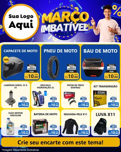 Modelo de Rede Social para Feed Instagram com o tema Março Imbatível para Moto peças