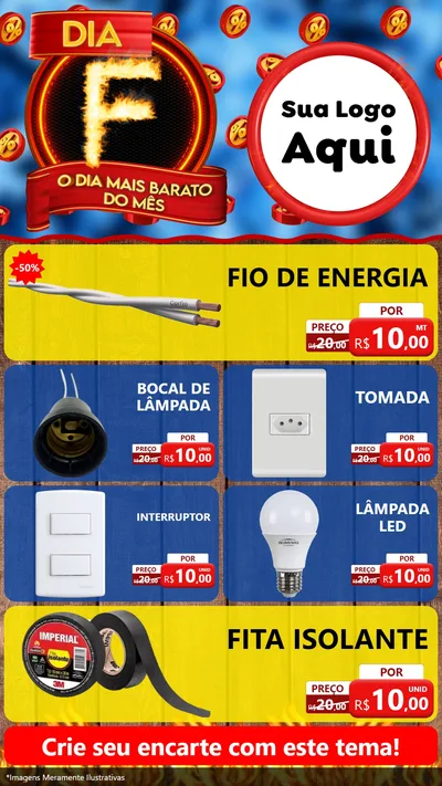 Modelo de TV para TV Vertical com o tema Dia F - O Dia Mais Barato Do Mês para Materiais Elétricos