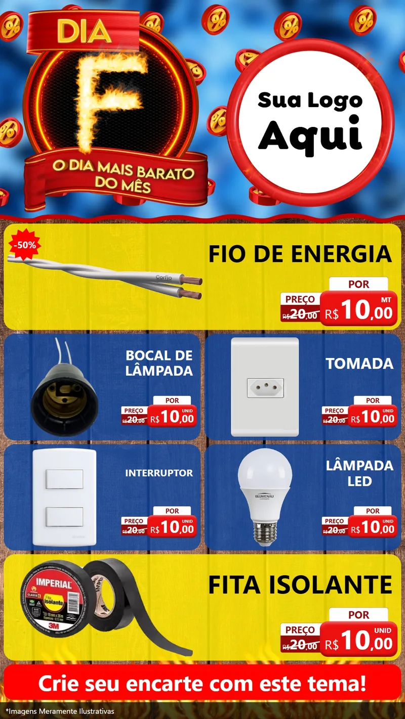 Modelo de TV para TV Vertical com o tema Dia F - O Dia Mais Barato Do Mês para Materiais Elétricos