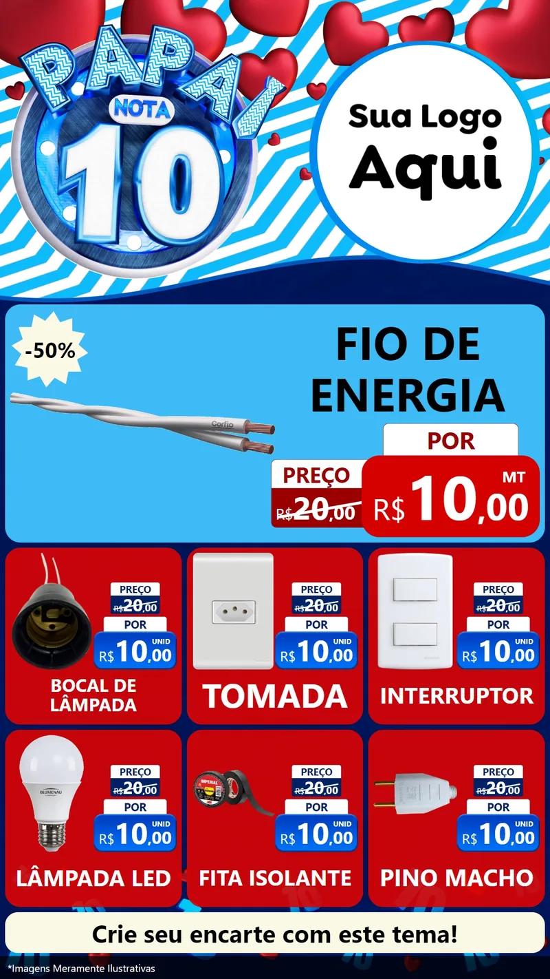 Modelo de Rede Social para Stories com o tema Papai Nota 10 para Materiais Elétricos