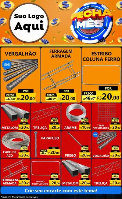 Modelo de Encarte para Encarte Grande com o tema Fecha Mês para Ferragens
