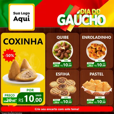 Modelo de Rede Social para Feed Facebook com o tema Dia do Gaúcho para Salgadaria