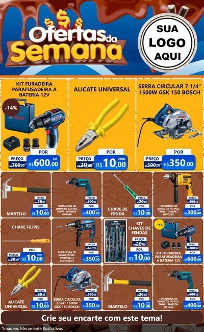 Modelo de Encarte para Encarte Grande com o tema Ofertas da Semana - Páscoa para Maquinas e Ferramentas