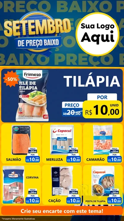 Modelo de Rede Social para Stories com o tema Setembro De Preço Baixo para Peixaria